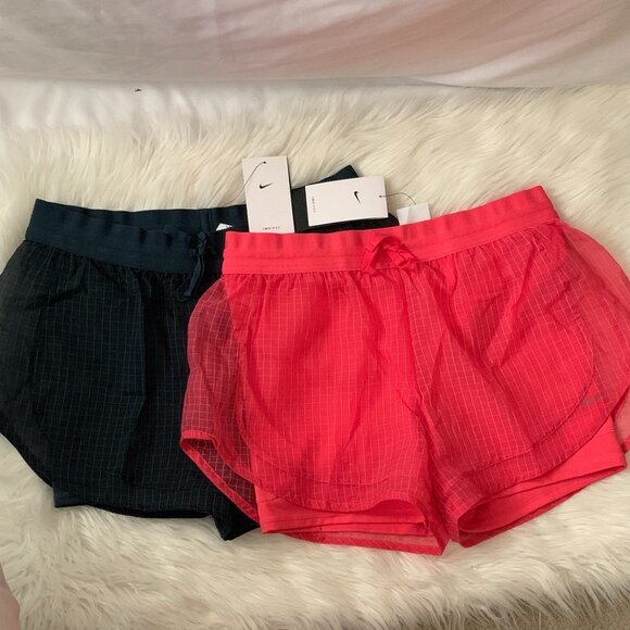 NIKE Running Division 2in1 Shorts SET in Navy/Hot Pink Sz LARGE - Picture 1 of 11